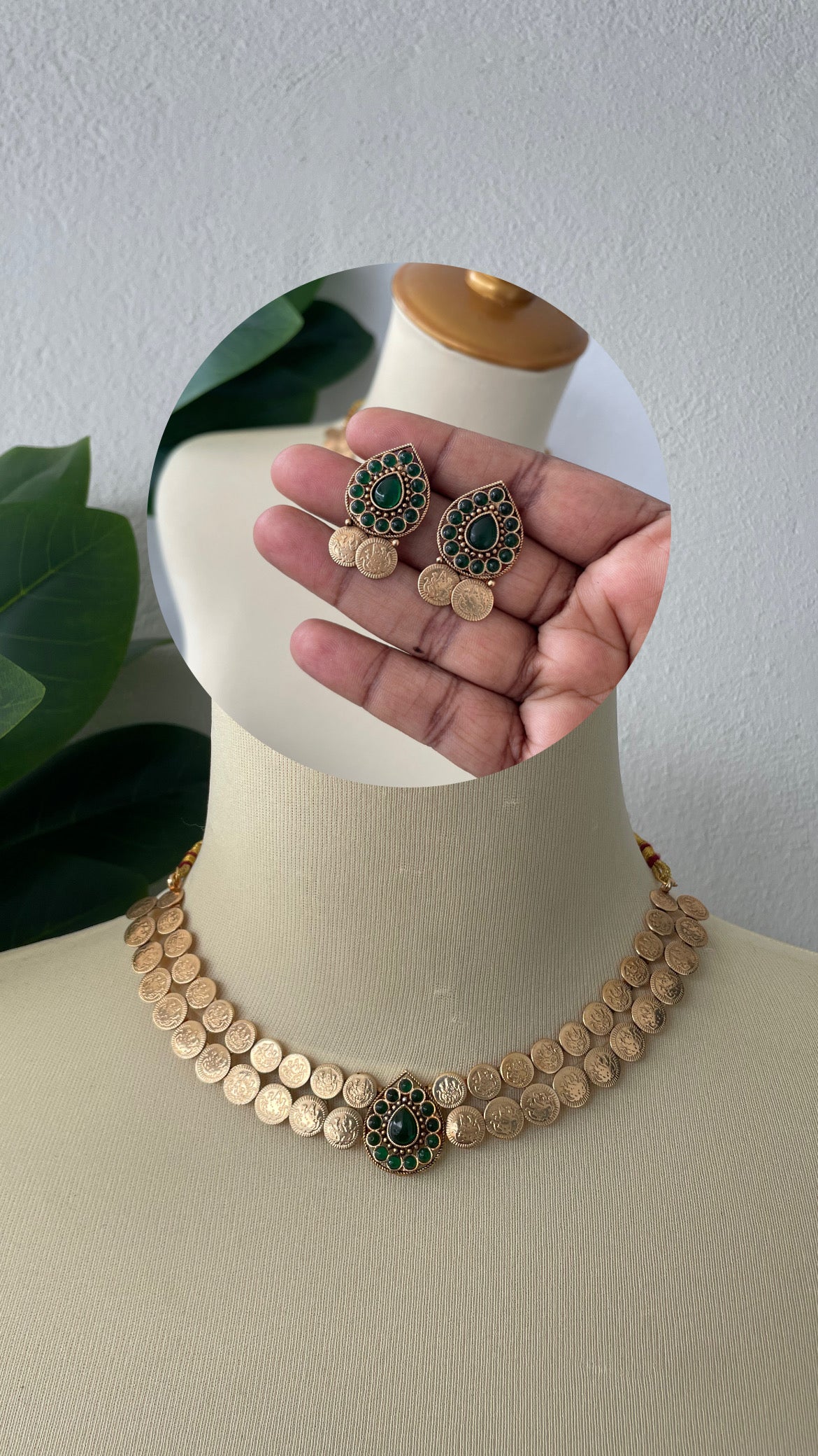 The Royal Lakshmi Kasu Choker Set (Green)