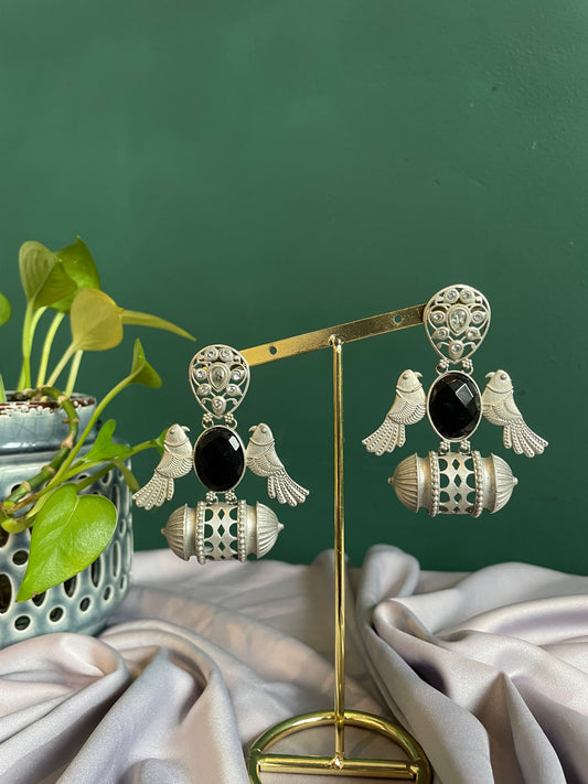 Pakshi German Silver Earrings