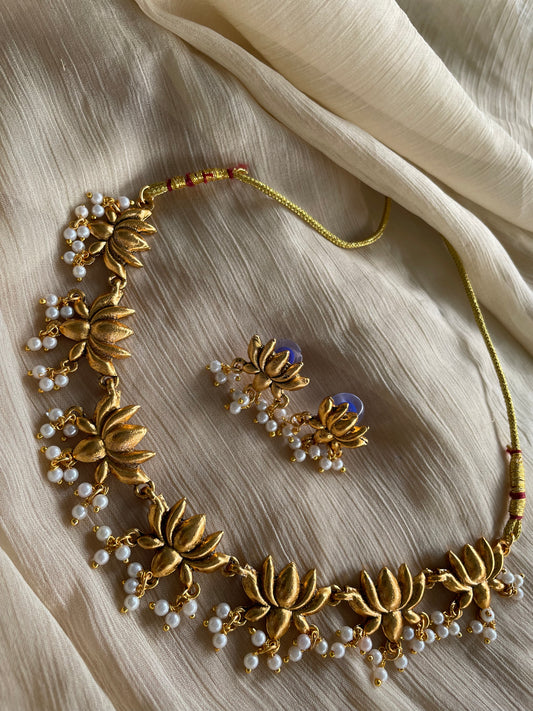 Gold Tone Lotus Choker Set