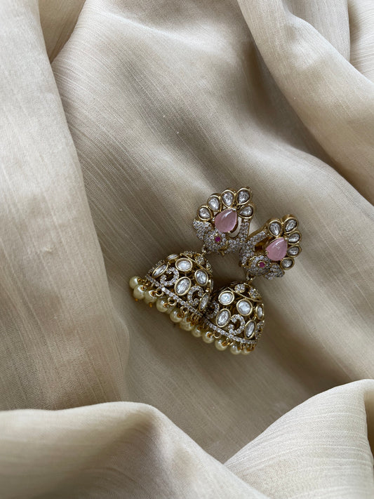 Victorian AD Elephant Jhumka (Pink)