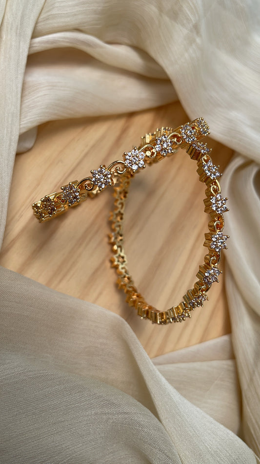 Premium Floral White Stone Bangles