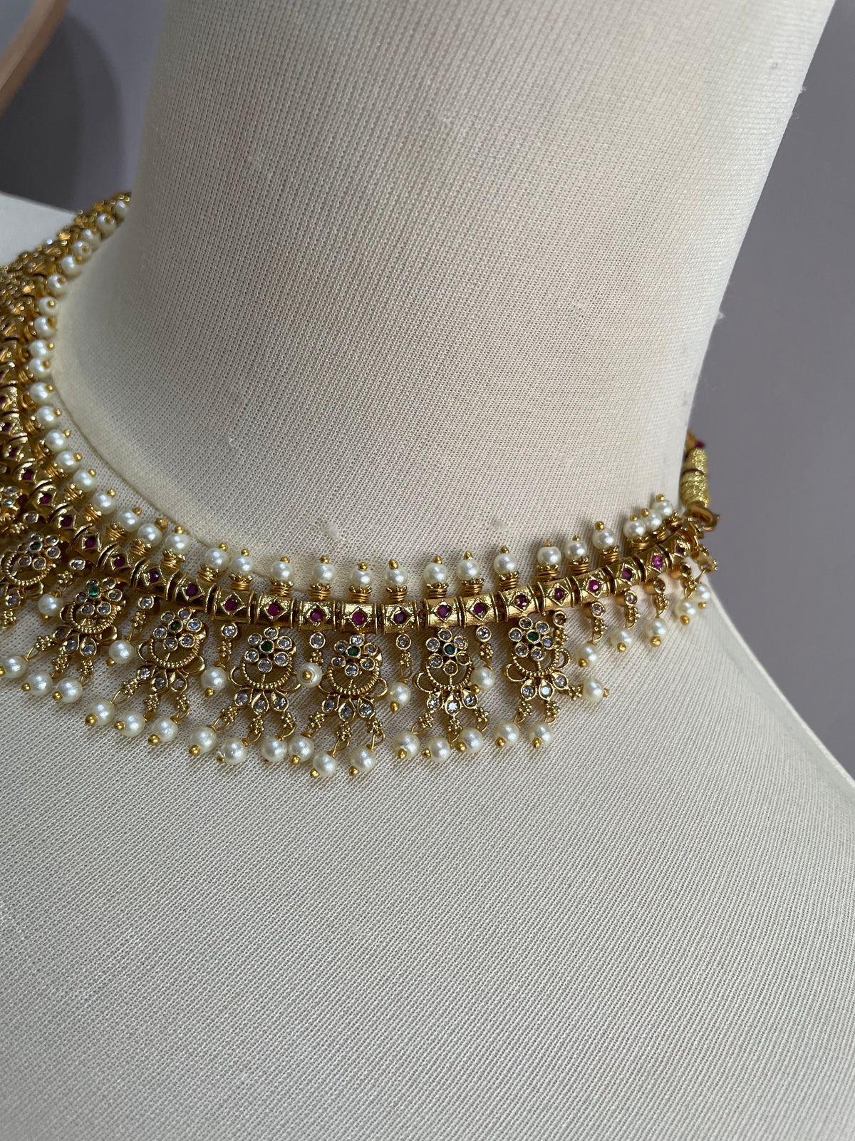 Guttapusalu Necklace Set with Jhumka