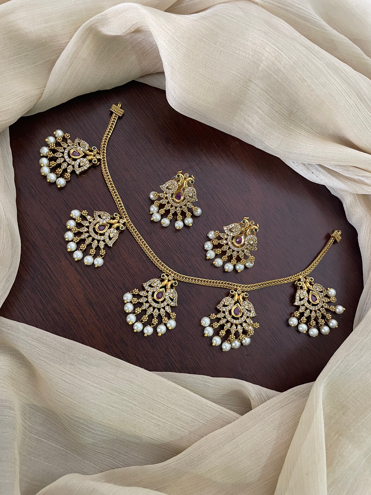 Premium Mayurika Pearl Necklace Set