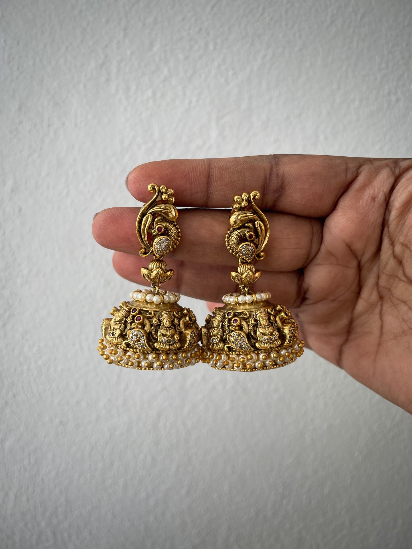 Premium Antique Peacock Lakshmi Jhumka