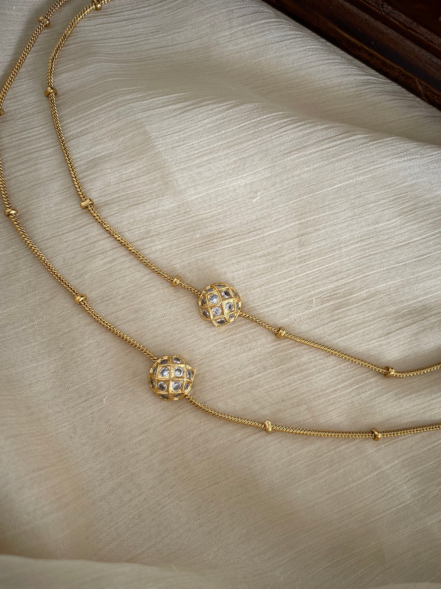 Premium Stone Studded Sphere Charm Anklet (1 pair)