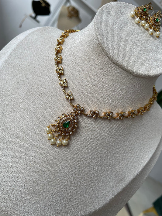Premium AD Necklace Set (Green)
