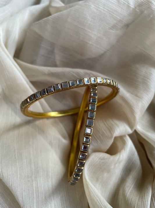 Golden Mirror Work Bangles (1 pair)