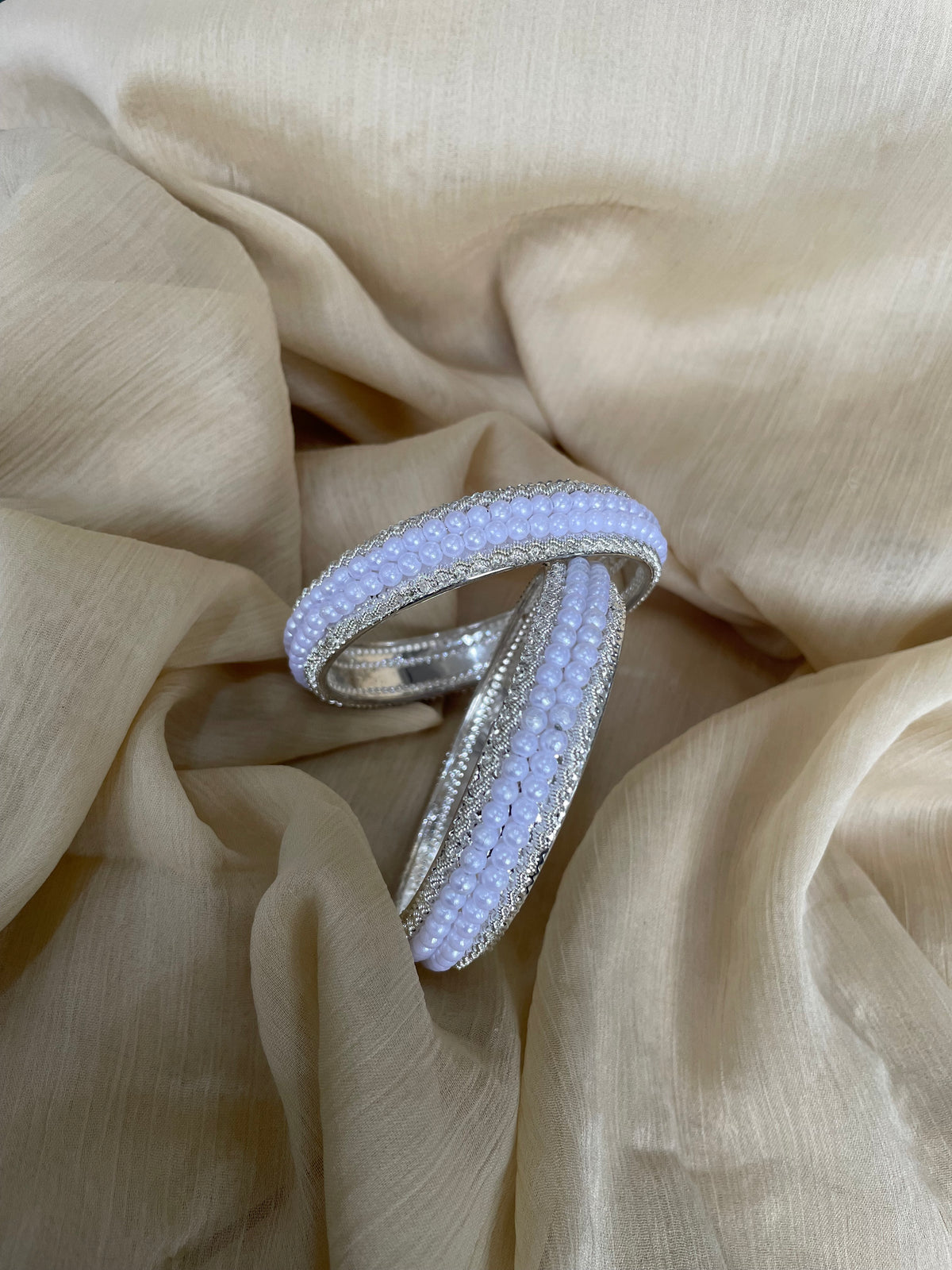 Pearl Bangle Silver Base (1 pair)