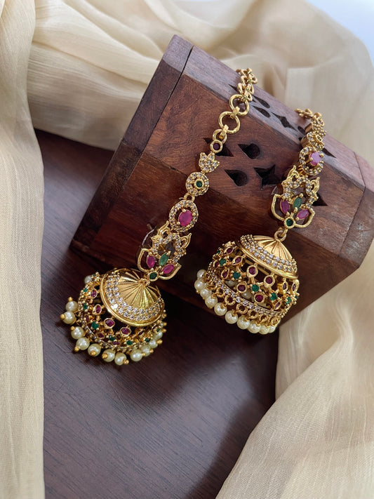 Premium AD Jhumka with Attached EarChain (DESIGN B)