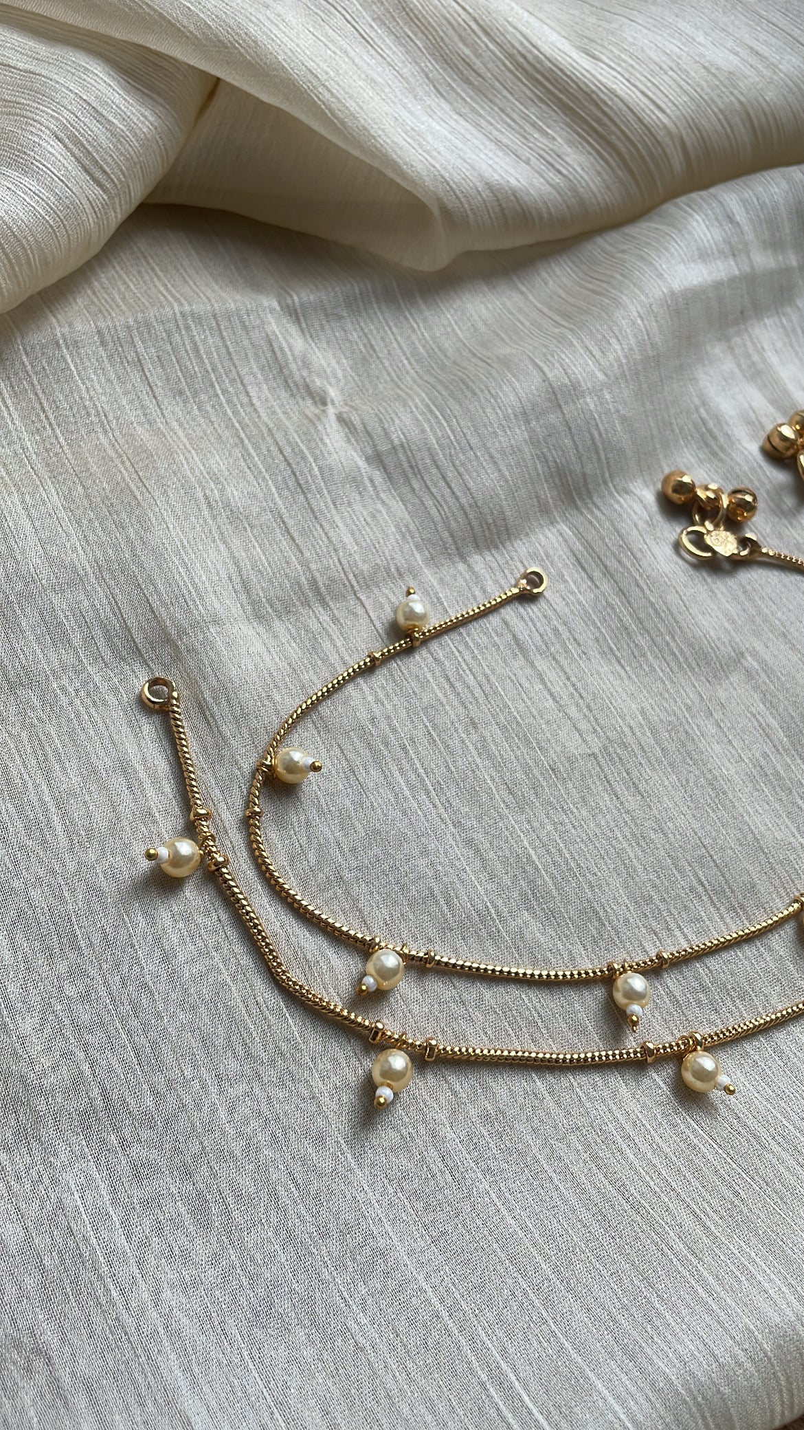 Premium Brass Metal Pearl Drop Anklet