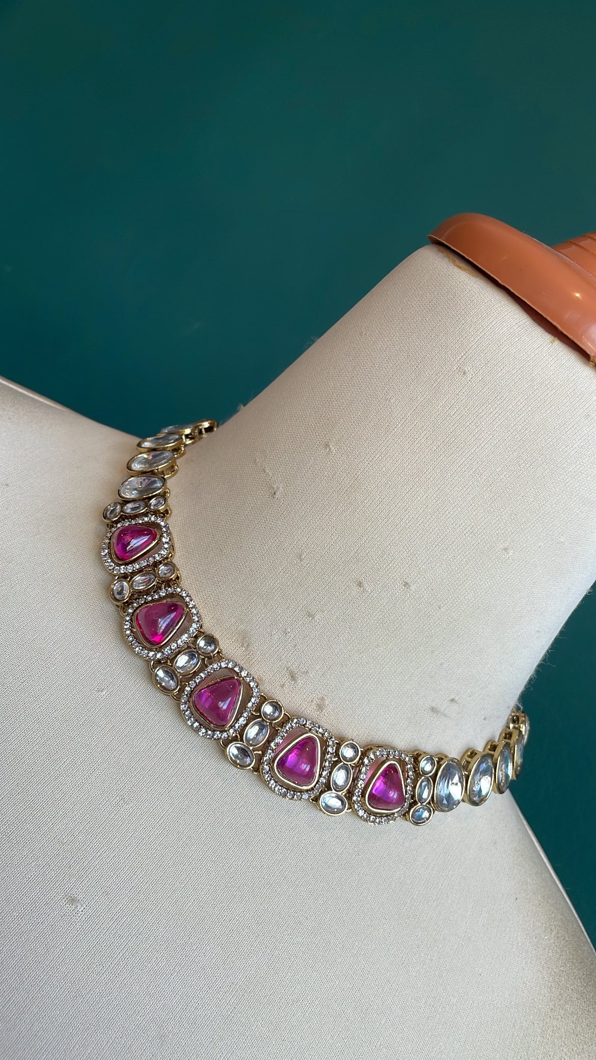 Kundan Style Necklace with earring and tikka