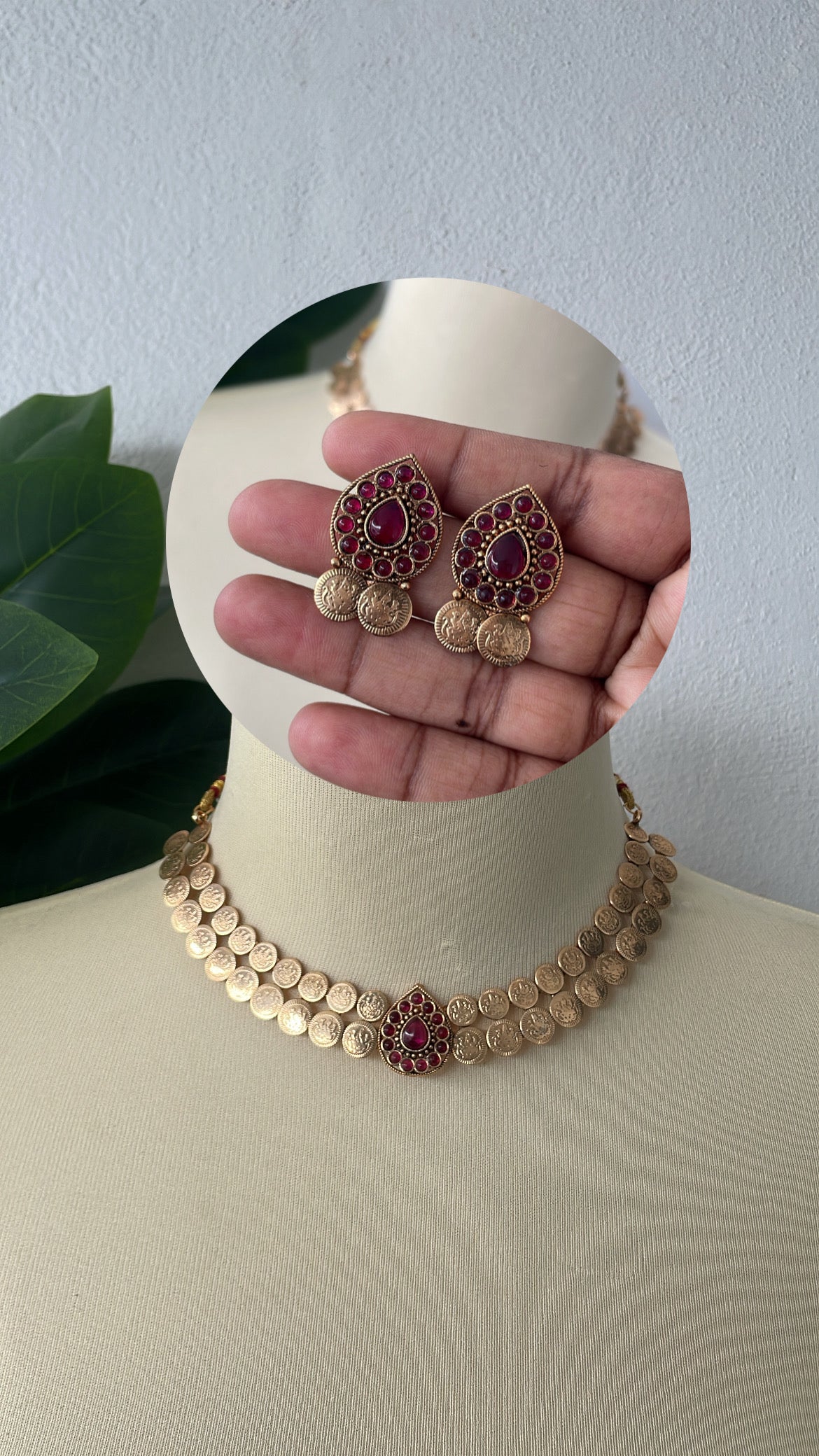 The Royal Lakshmi Kasu Choker Set (Ruby)