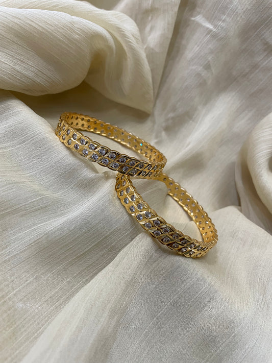 Premium Gold Plated AD Bangles (1 pair)