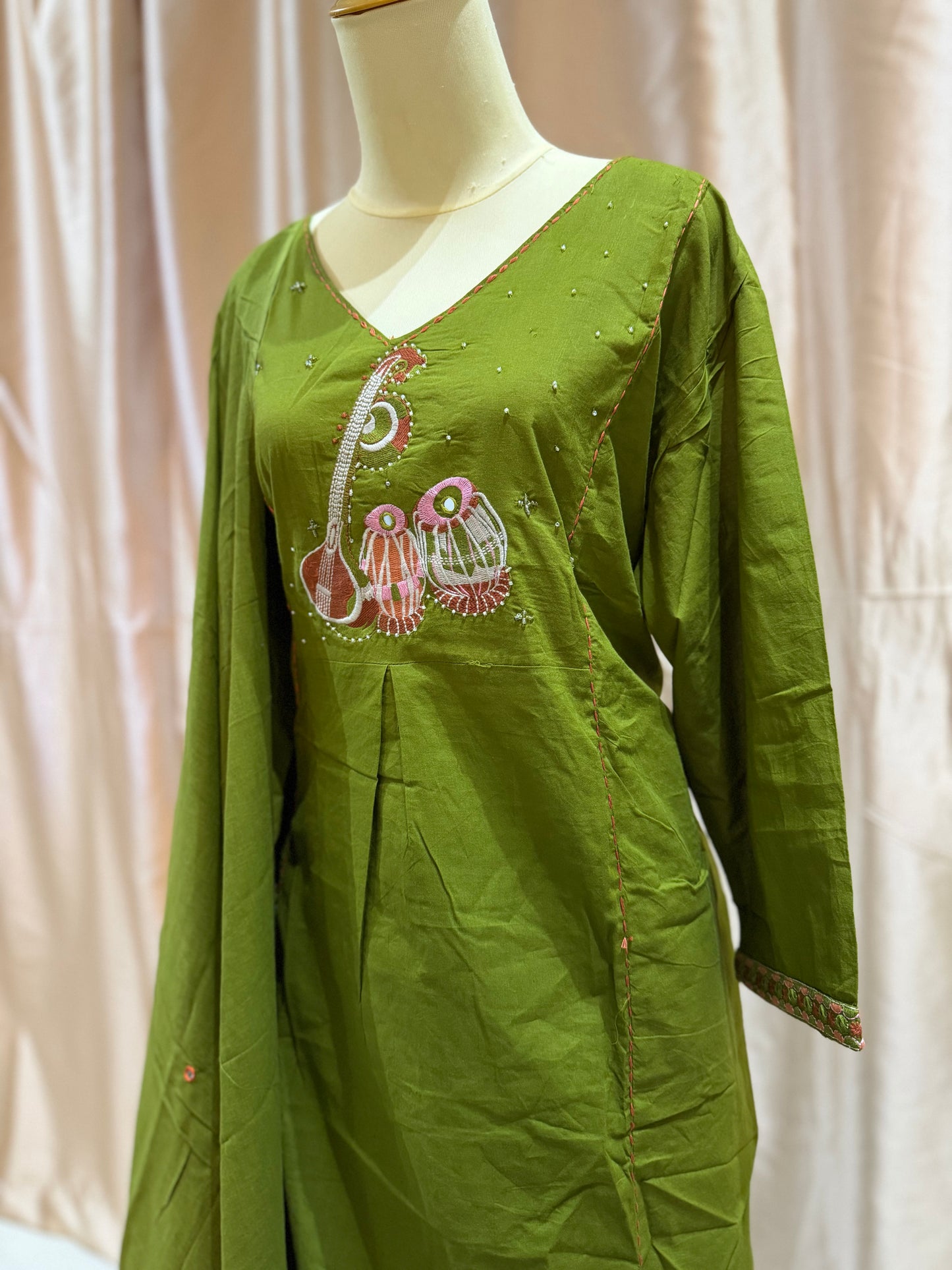 3-Piece Cotton Suit (Olive Green)