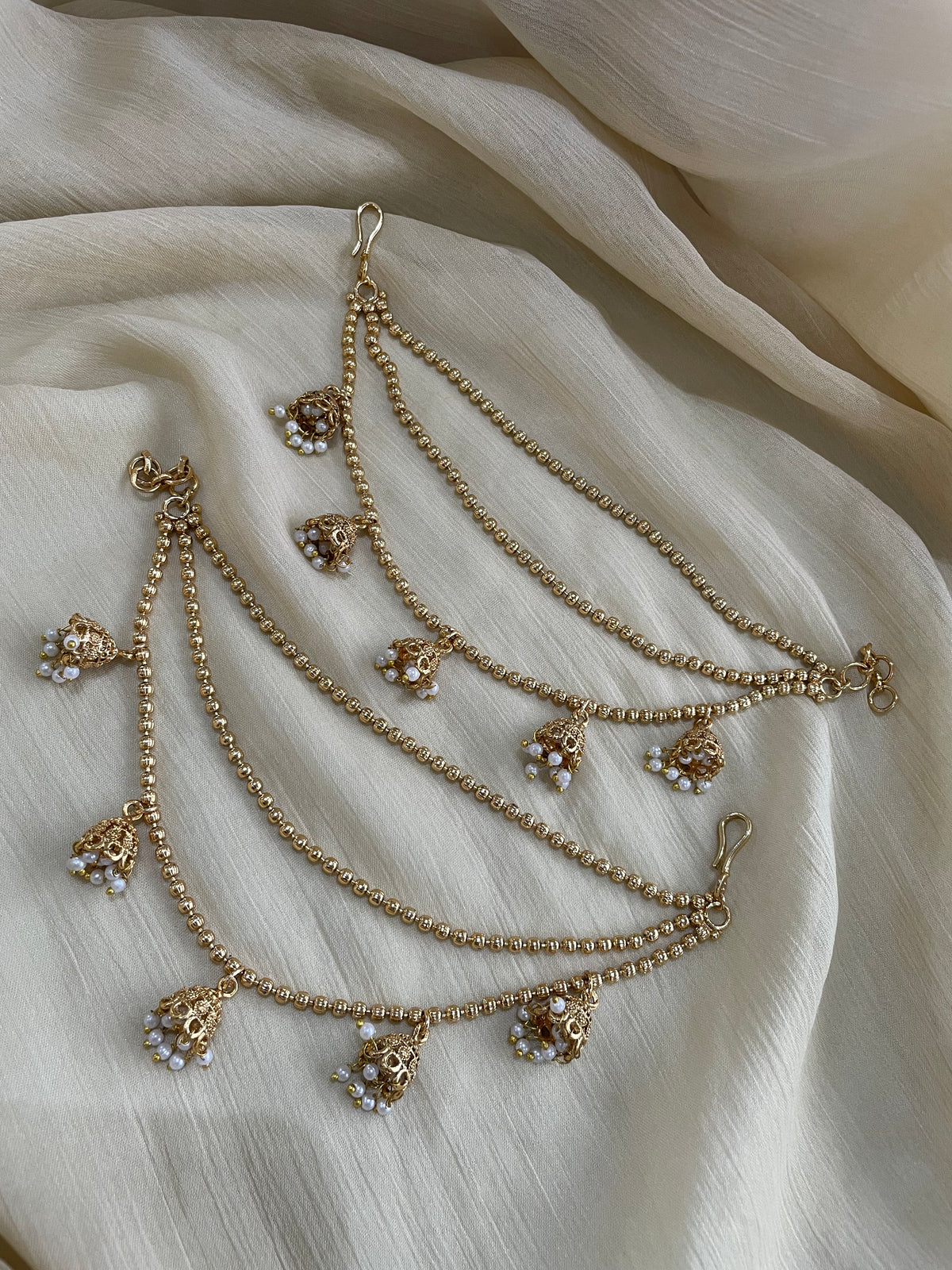 Gold Tone 3 layer Jhumka Mattal