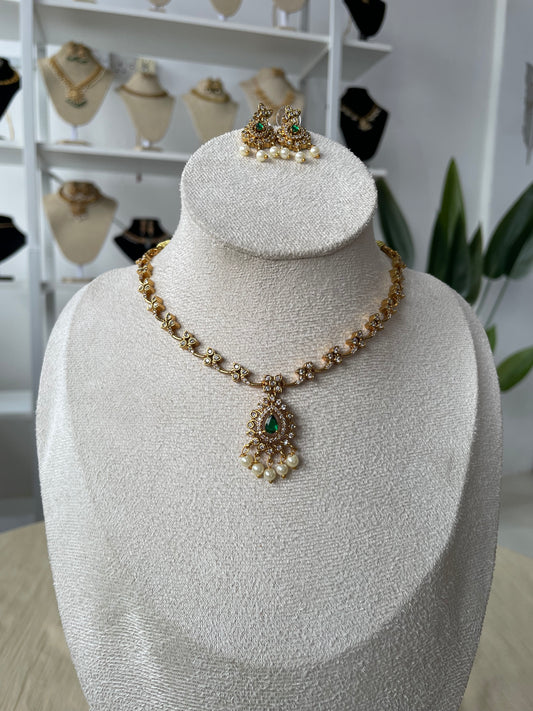 Premium AD Necklace Set (Green)