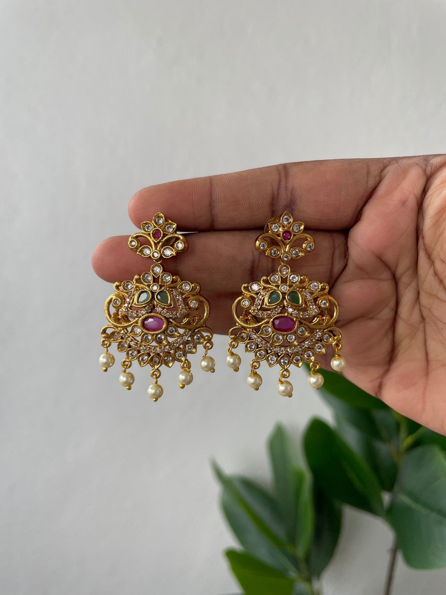 Premium Ad Peacock Floral Earrings