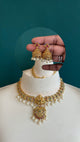Premium Ad Matte Finish Ganesha Necklace Set with Jhumka