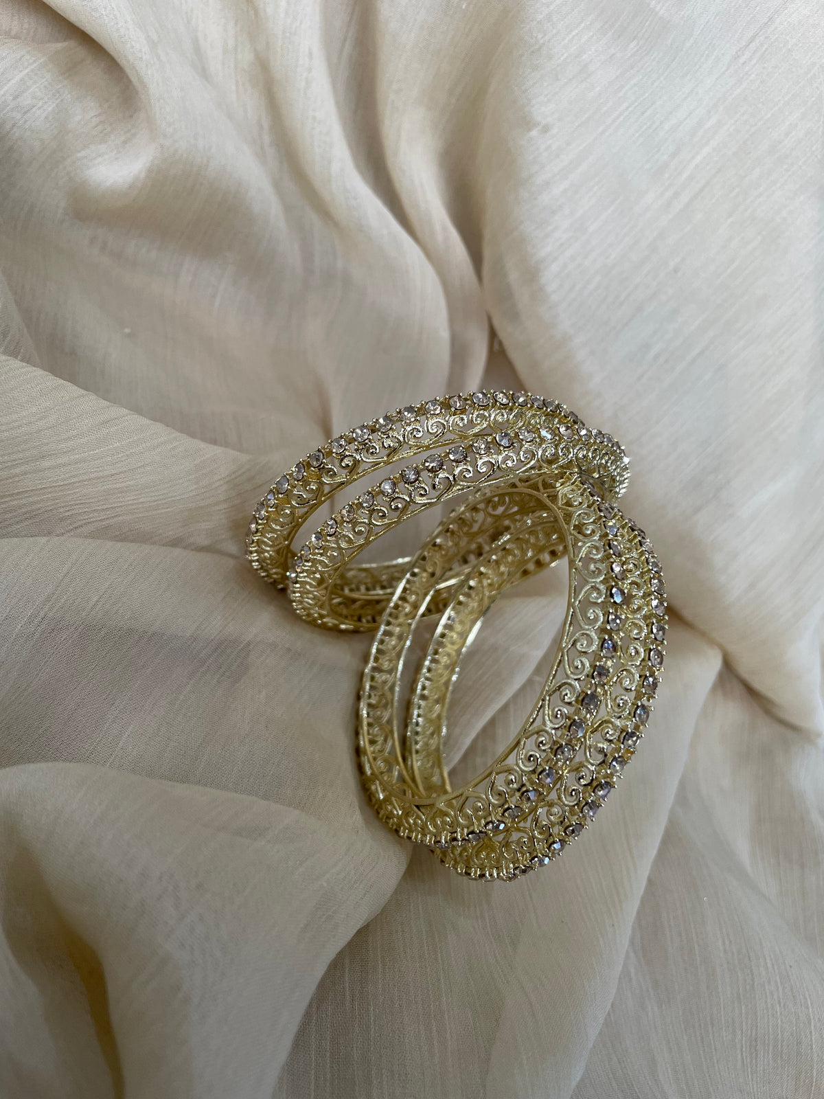 Gold Base Stone Bangle (4 pc)