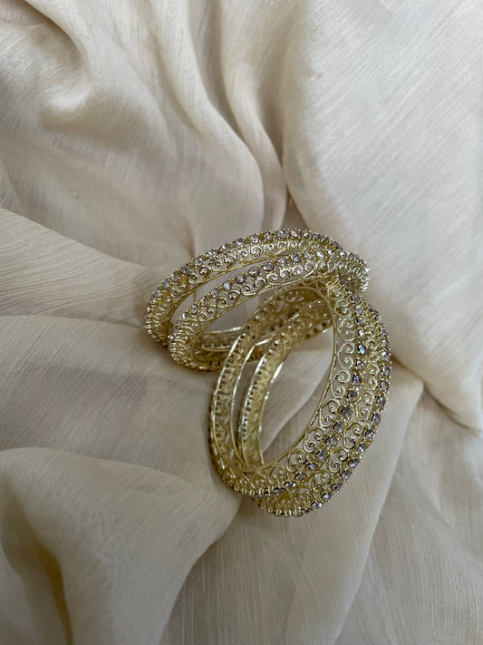Gold Base Stone Bangle (4 pc)