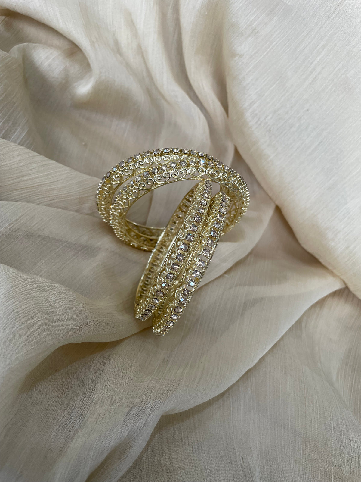 Gold Base Stone Bangle (4 pc)