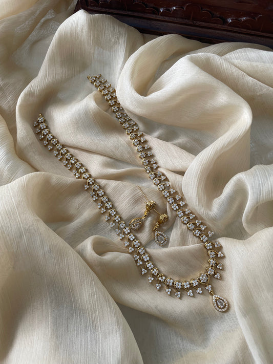 Premium Floral Vine American Diamond Harram Set