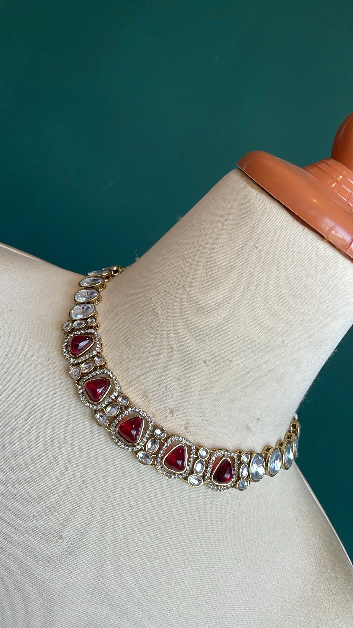 Kundan Style Necklace with earring and tikka