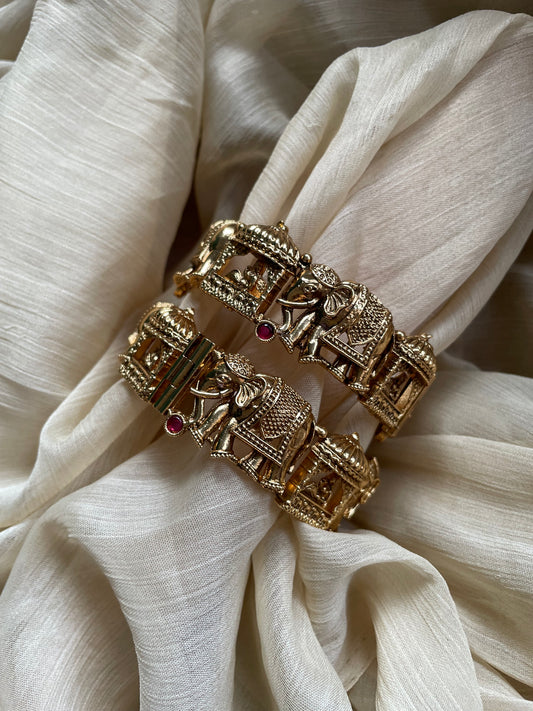 Bridal Tales Bangle Collection - Golden Palakka