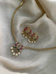 Premium Kemp Lotus Necklace Set with Pearl Drops - comes with back chain