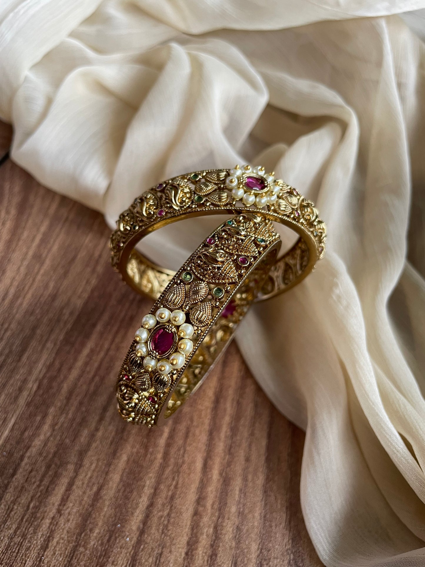 Ruby Pearl Heirloom Bangles (1 pair)