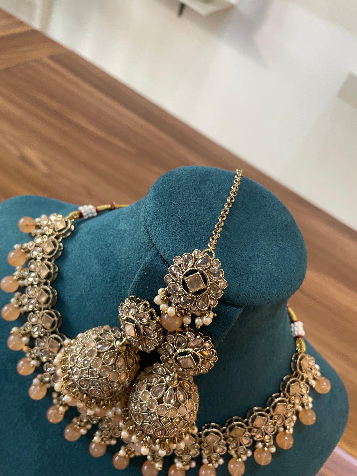 Mehndi Set with Earrings and Tikka (Peach)