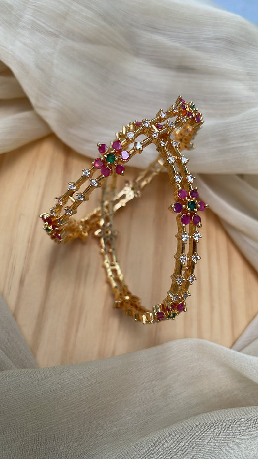 Premium Ruby Flower Bangles