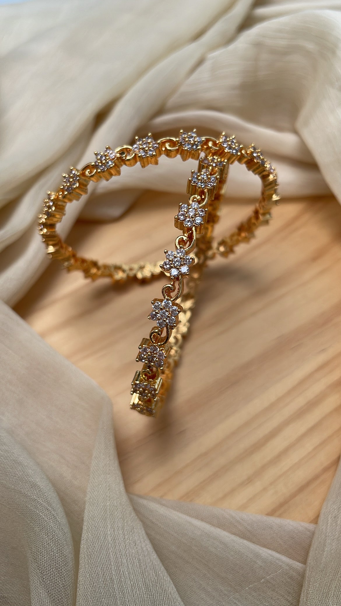 Premium Floral White Stone Bangles