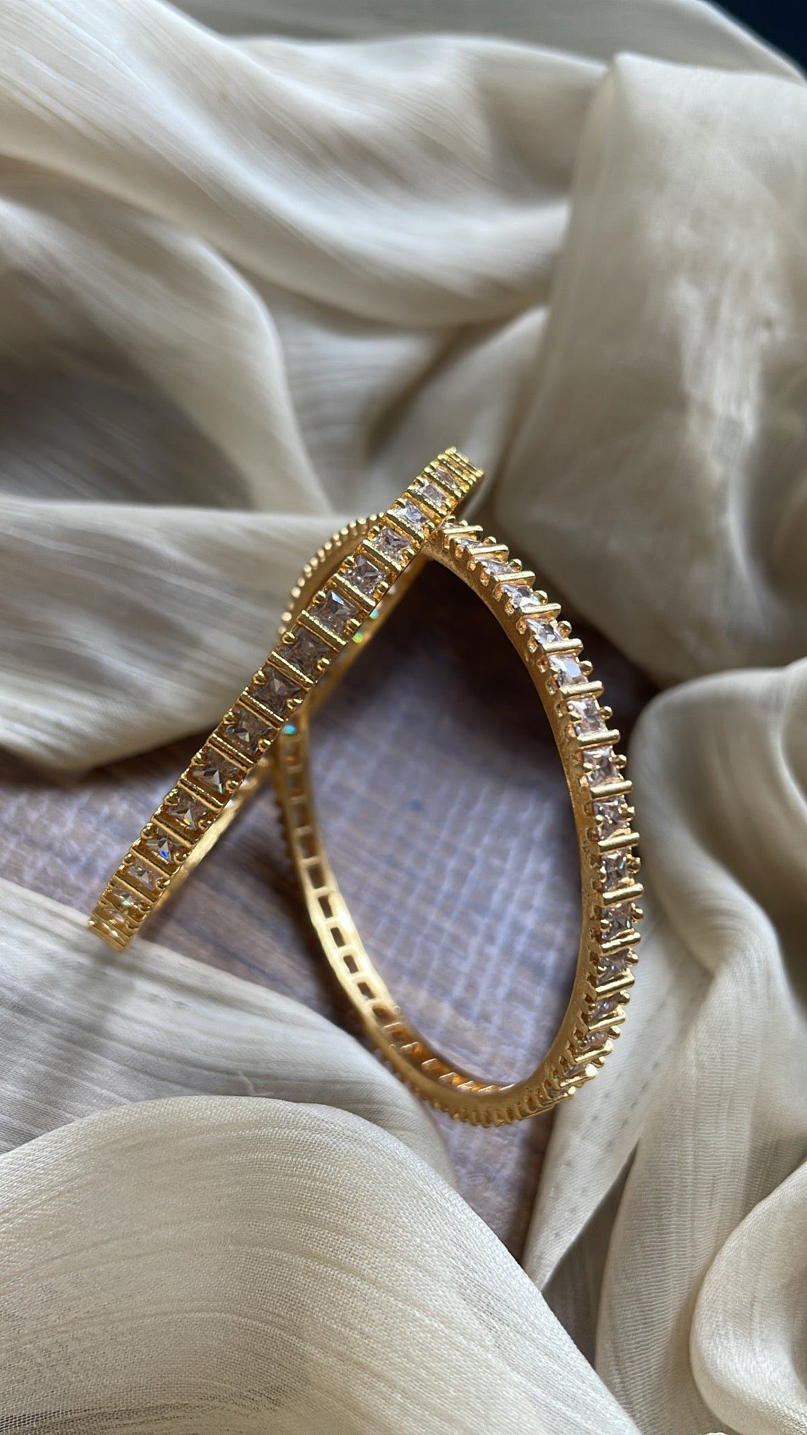 Square-cut Cz Stone Bangles