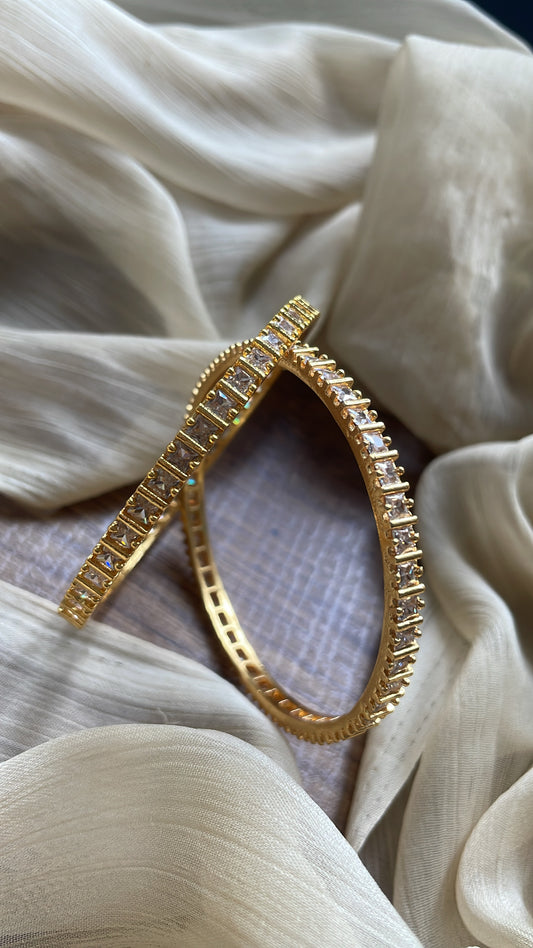 Square-cut Cz Stone Bangles