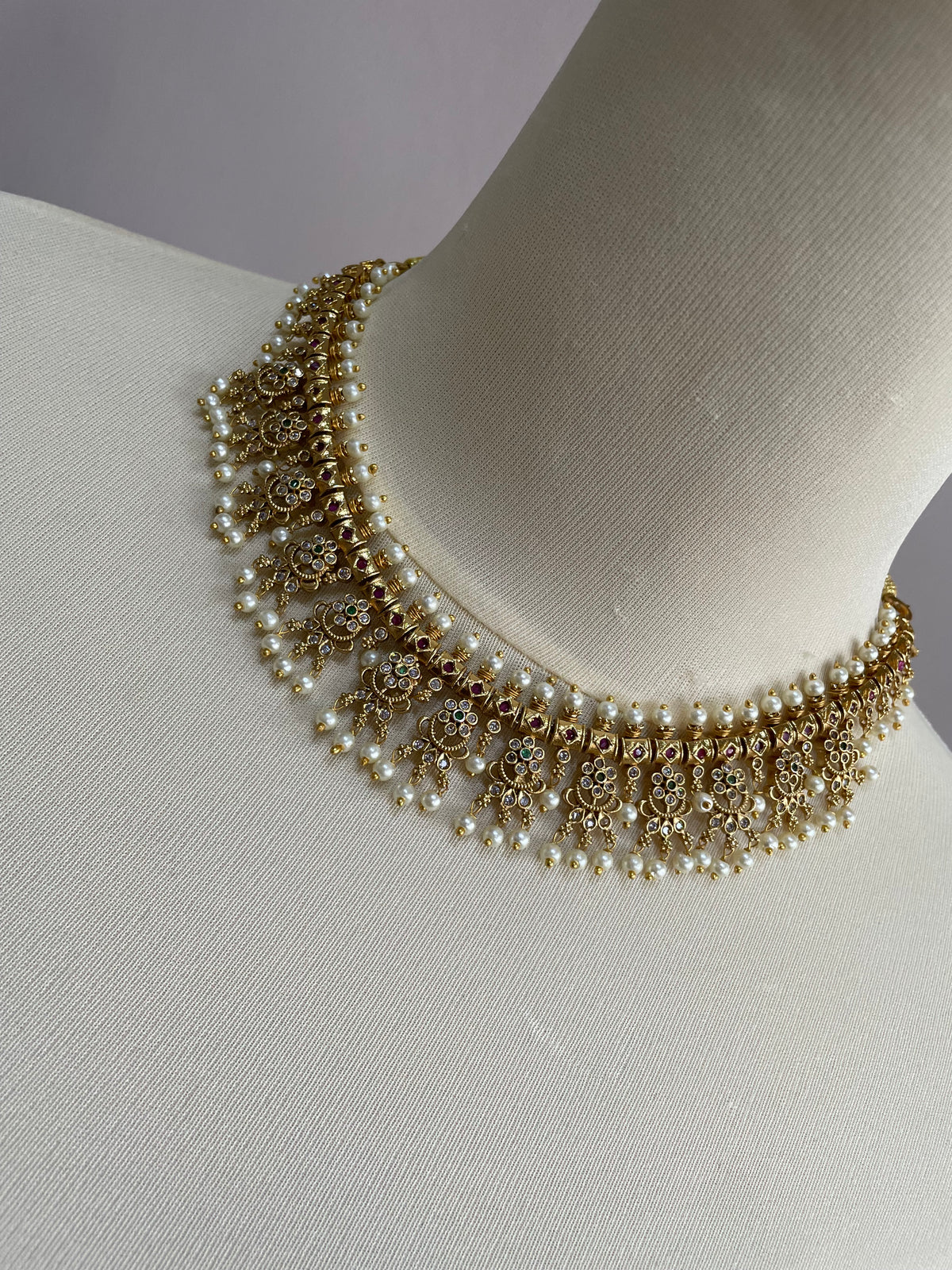 Guttapusalu Necklace Set with Jhumka