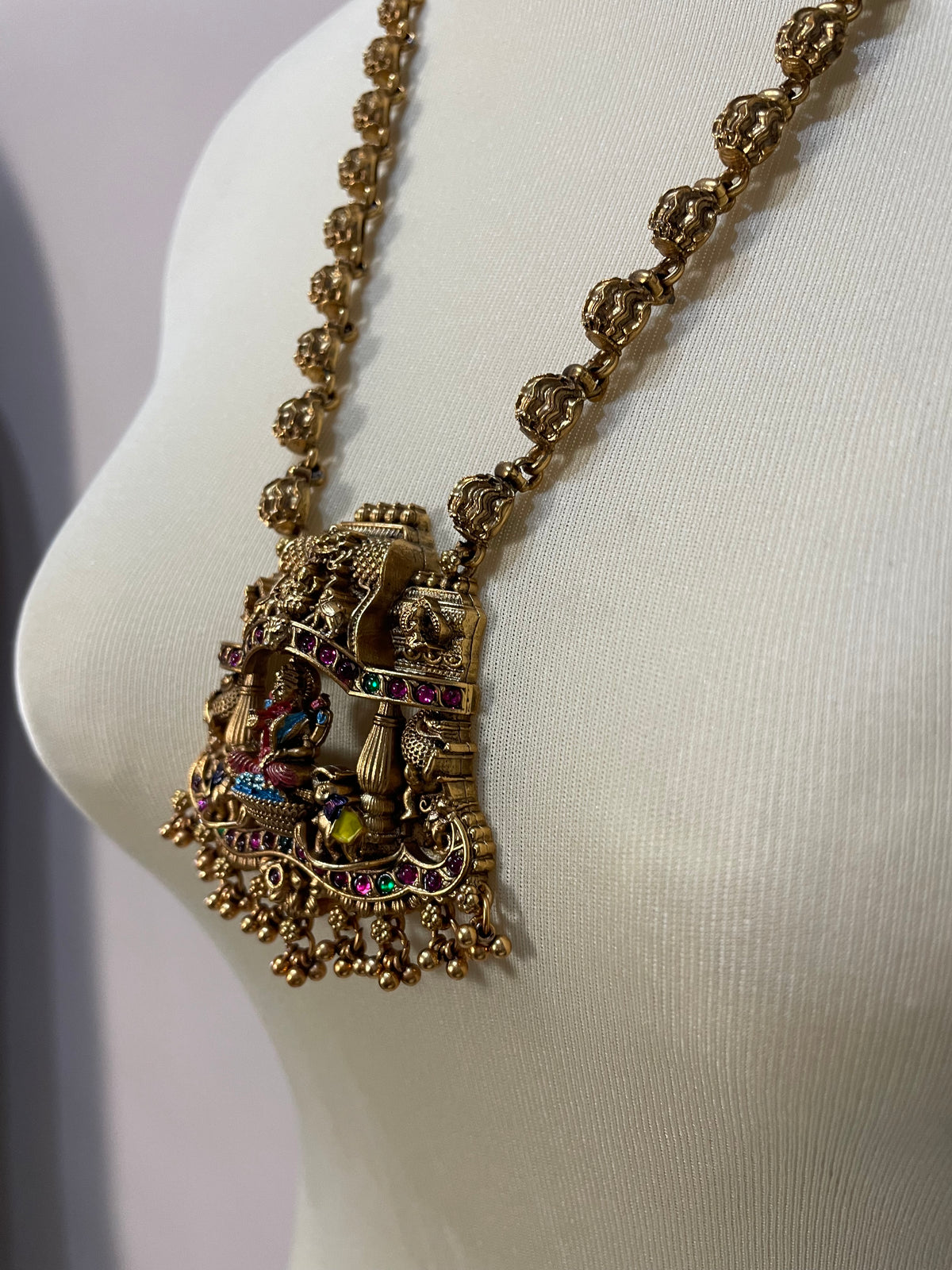 Premium Antique Gold Lakshmi Temple Harram Set
