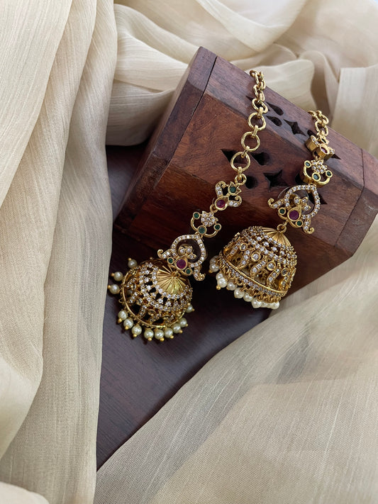Premium AD Jhumka with Attached EarChain (DESIGN CW)