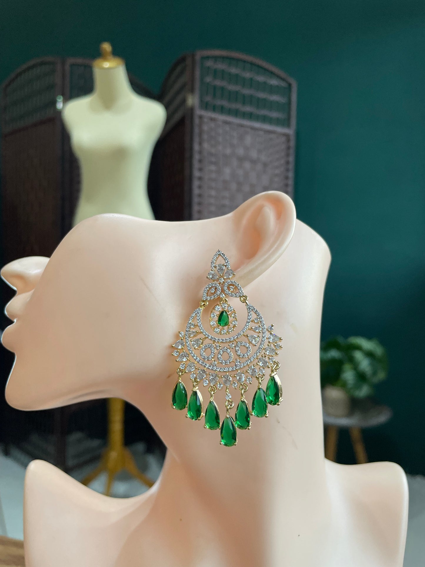 Premium Victorian AD Chandbali Earrings