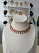 Premium Ruby Teardrop Necklace with clear baguette cut AD stones