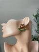 Premium Jadau Elephant Stud with Mint Beads