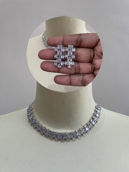 Premium Cz AD Stone Party Wear Necklace Set