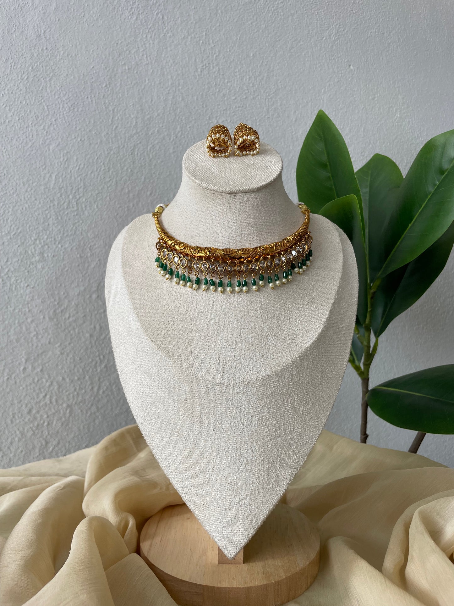 Premium Designer Hasli with Ad Teardrop Charms