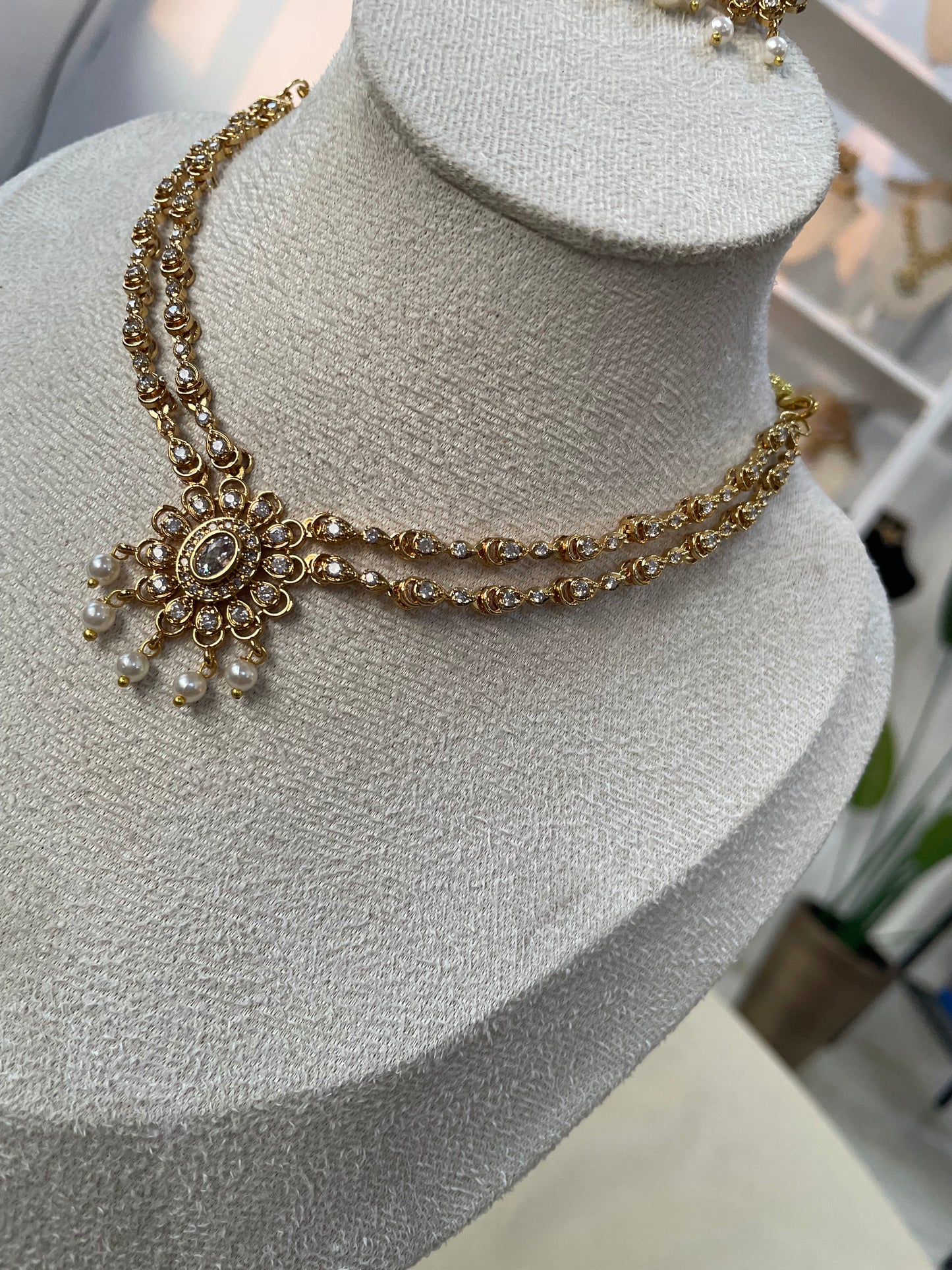 Double Layer AD Necklace Set