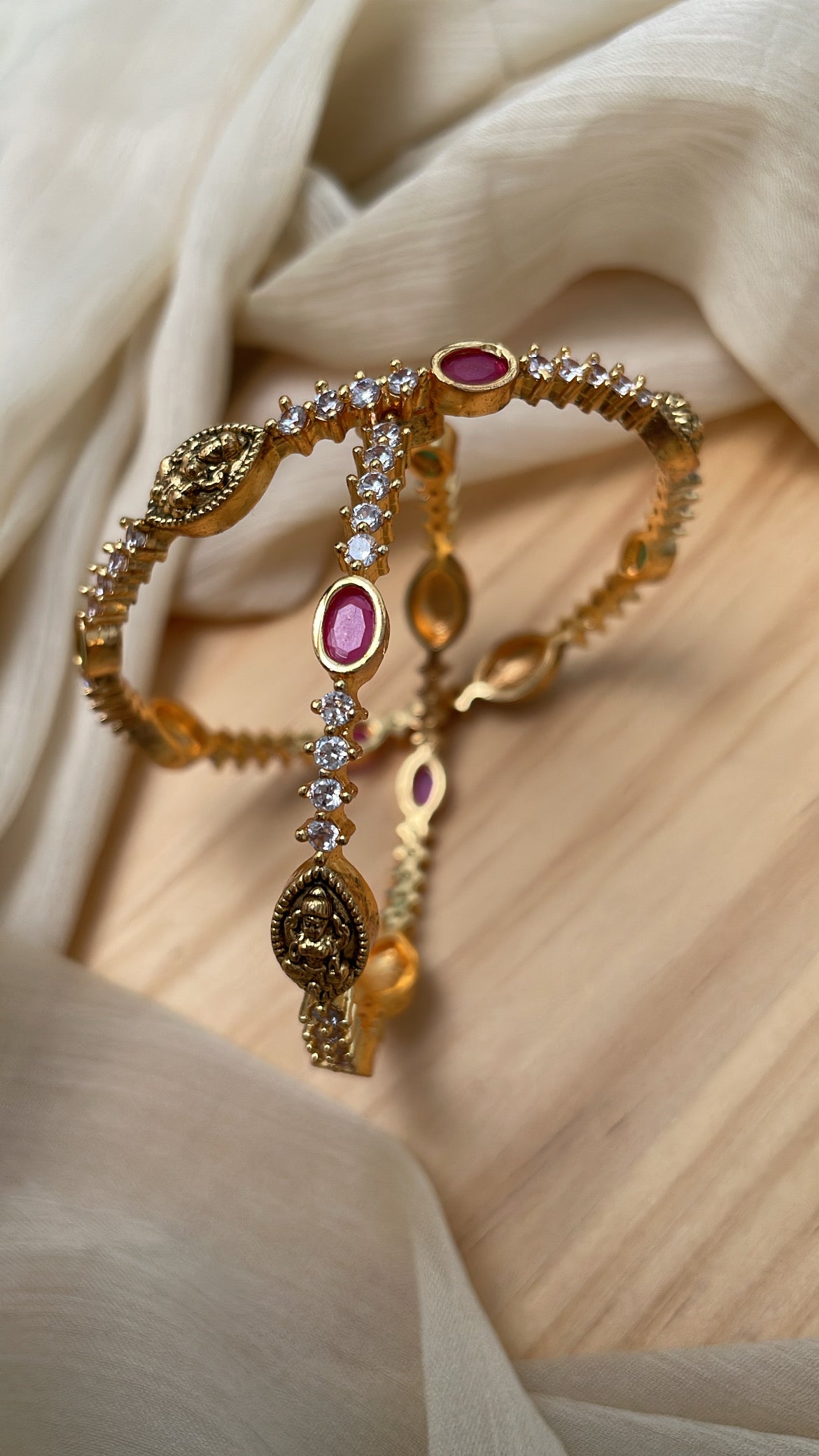 Premium Lakshmi Ruby Green Ad Bangle