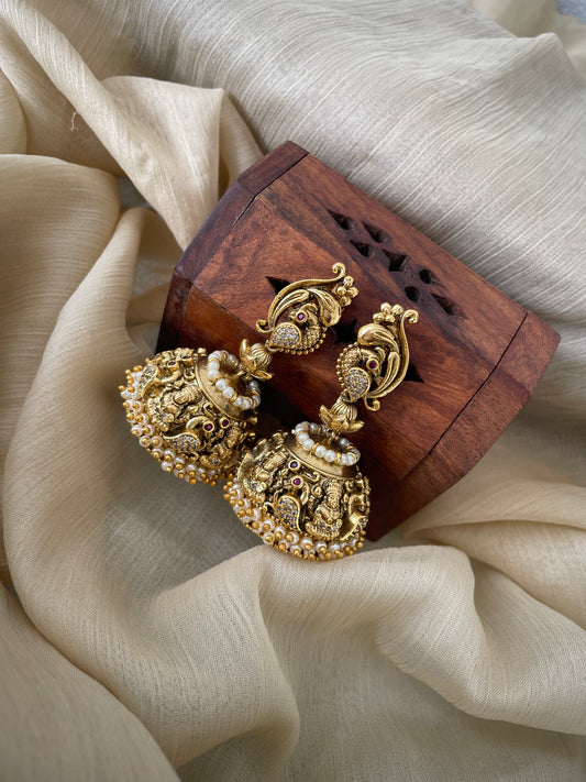 Premium Antique Peacock Lakshmi Jhumka