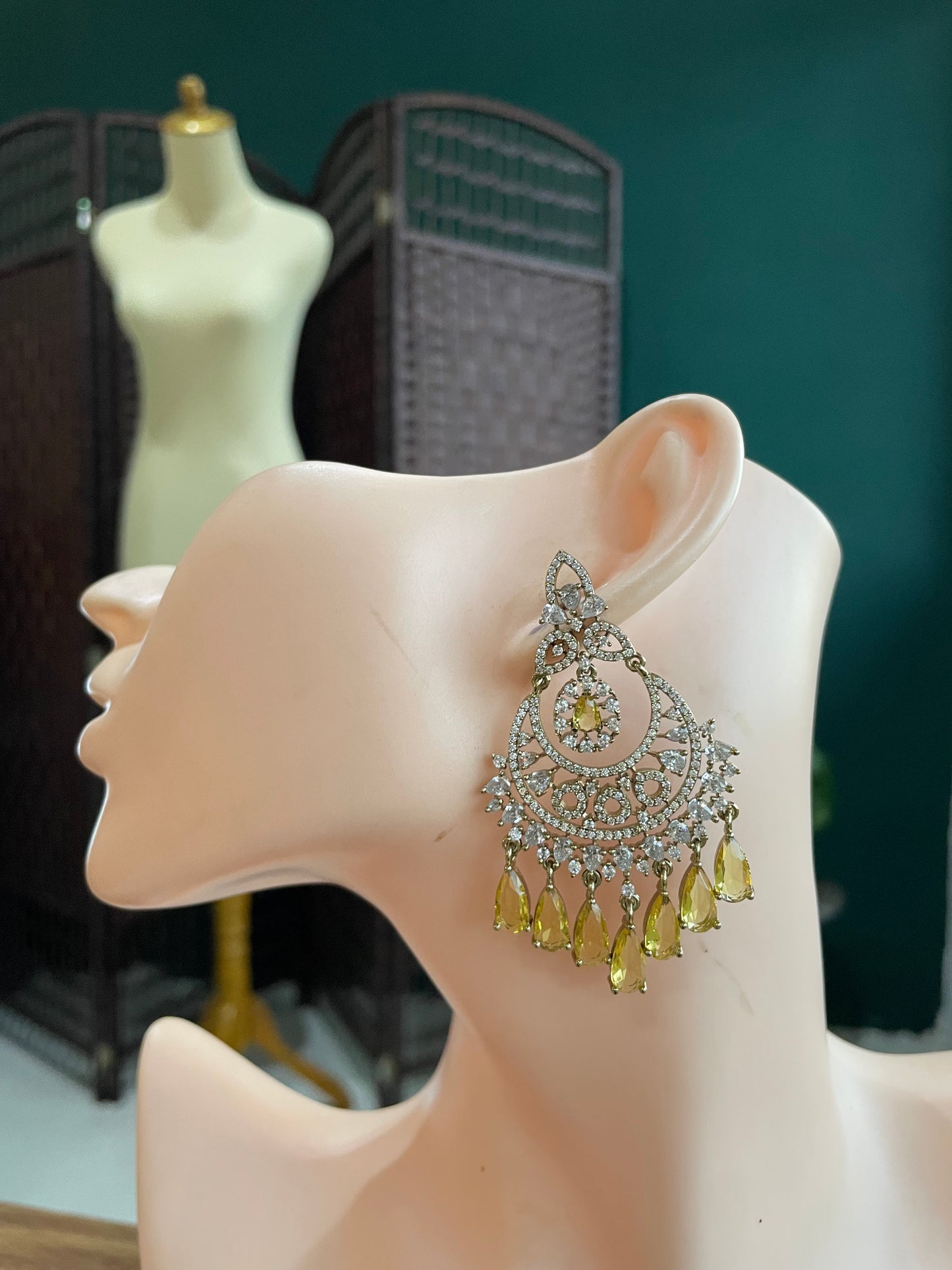 Premium Victorian AD Chandbali Earrings