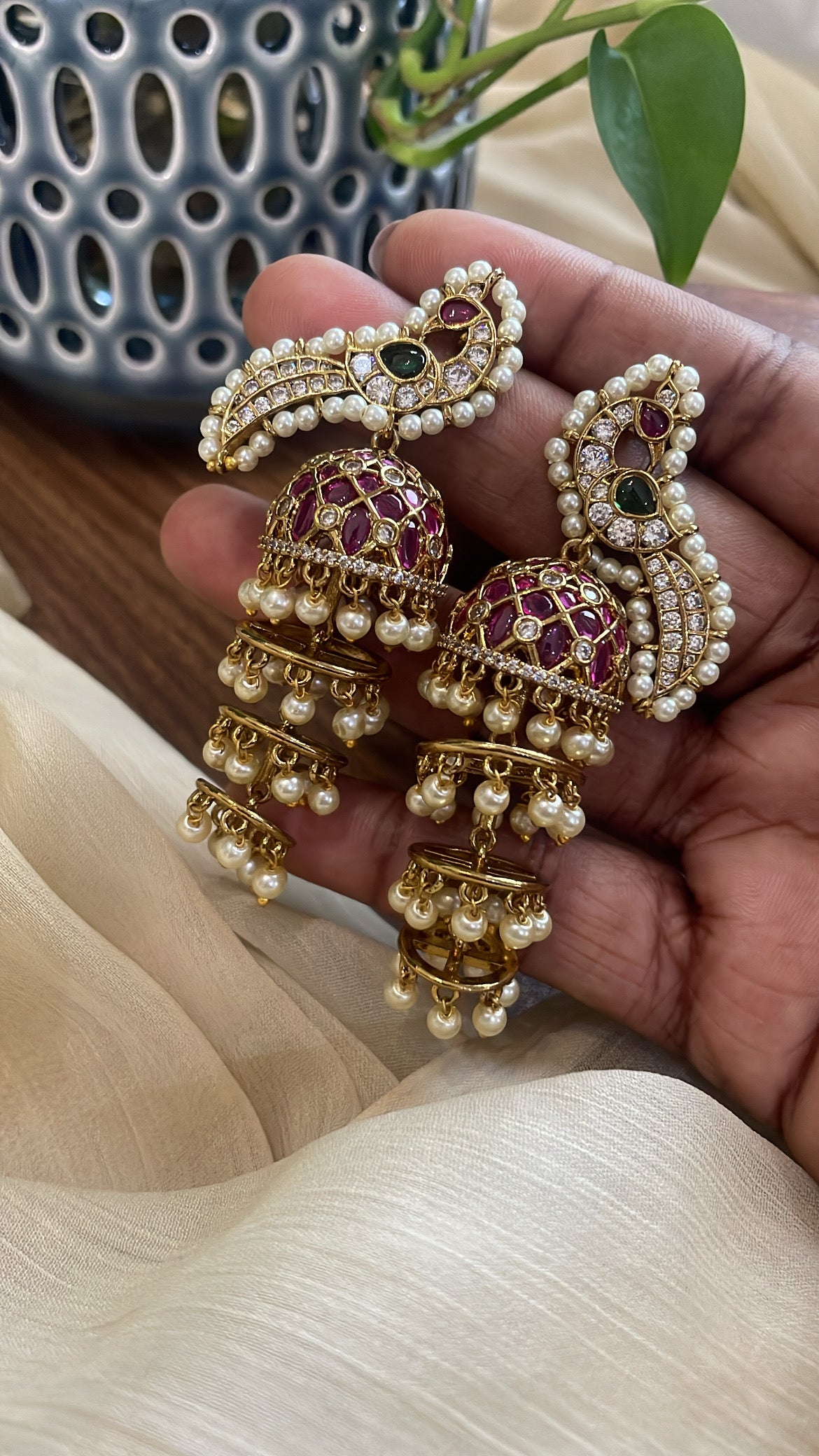 Mayura Kemp Layered Jhumka
