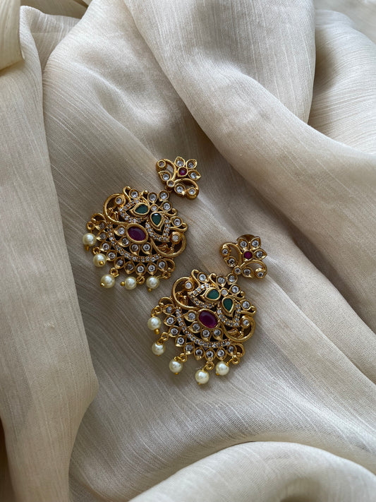 Premium Ad Peacock Floral Earrings