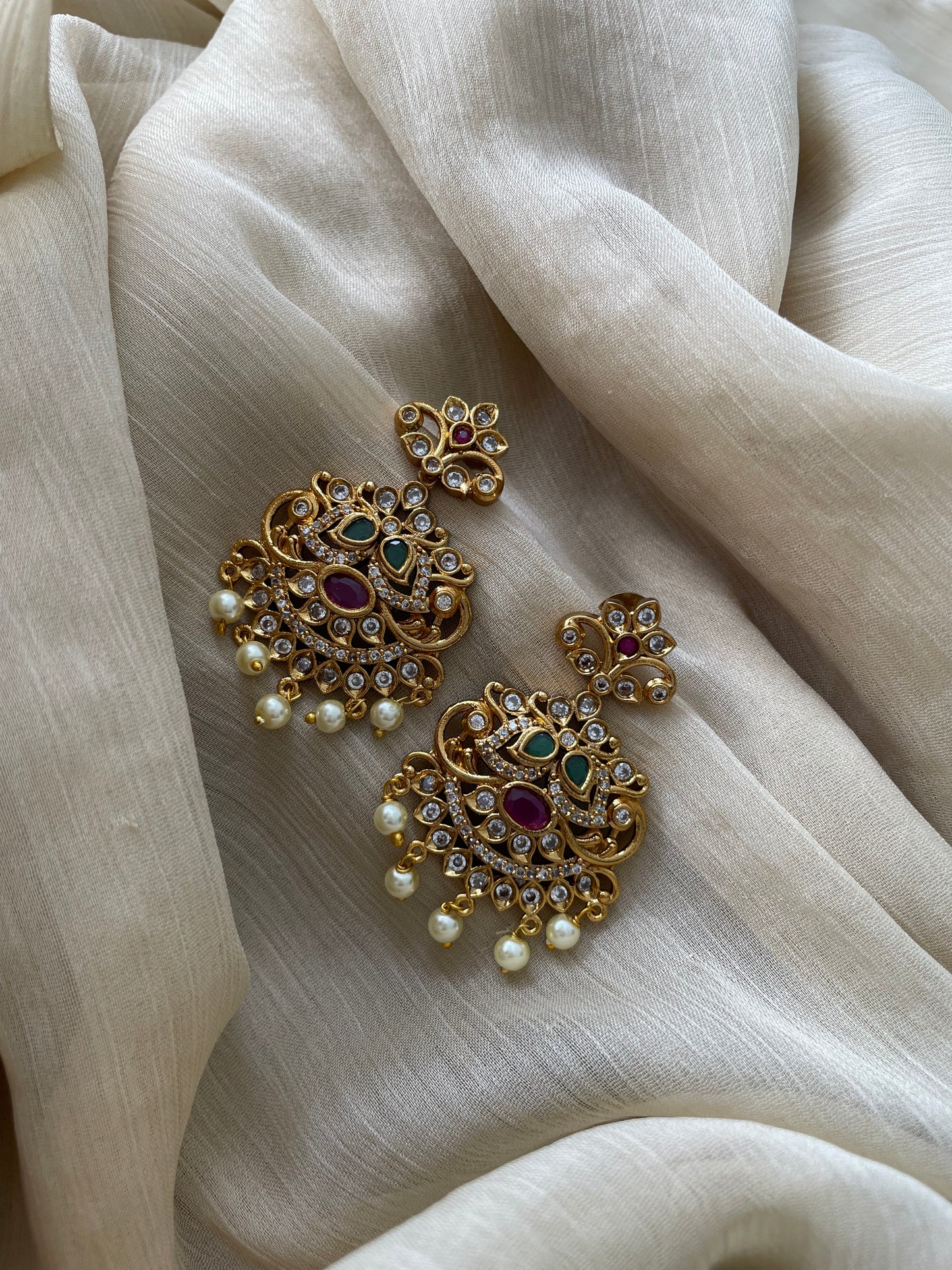 Premium Ad Peacock Floral Earrings